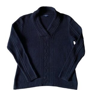 NAUTICA Women's Black Cable Knit Sweater Size XL
